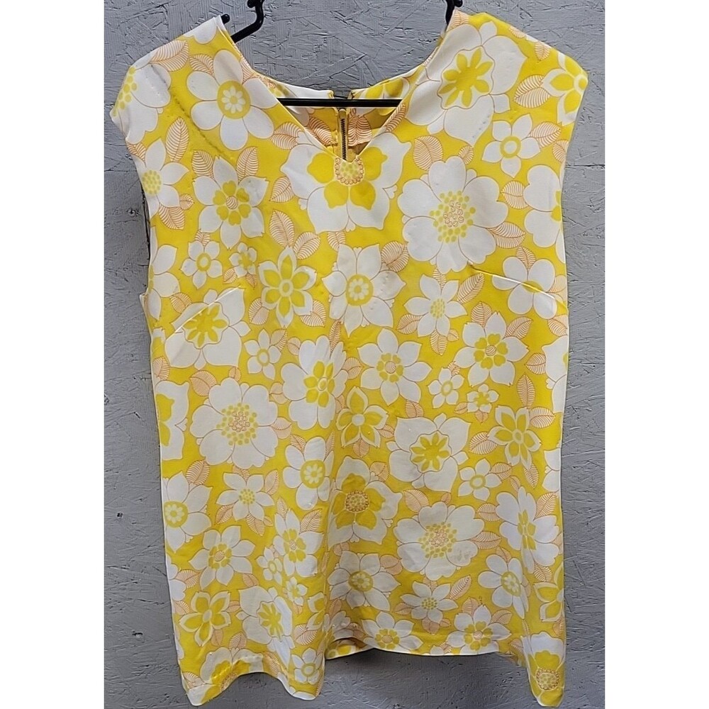 Vtg 60s Groovy Flower Power Phycodelic Mod Scooter go go hippy‎ Tunic Sz L/XL